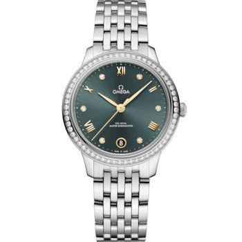 Omega De Ville Master Chronometer 34 Stainless Steel - Diamond / Green / Bracelet